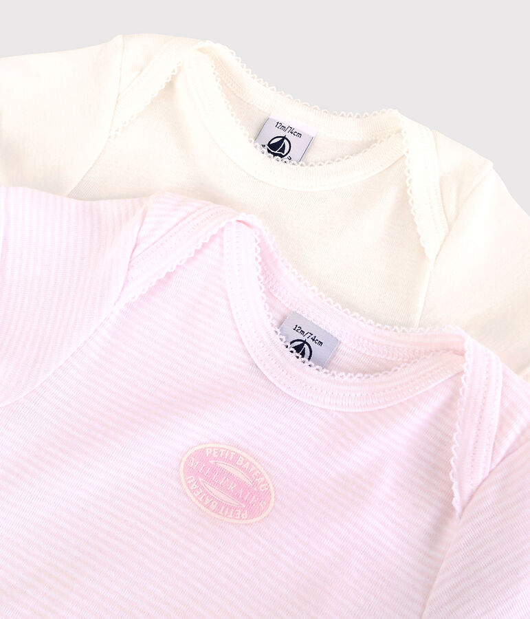 Lote de 2 bodys de manga corta mil rayas de beb&eacute; de algod&oacute;n ecol&oacute;gico variante 1