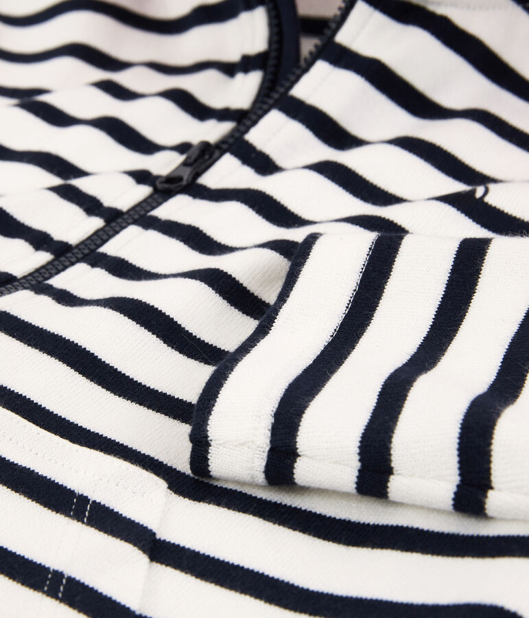 Sudadera de algod&oacute;n con capucha infantil unisex blanco/azul