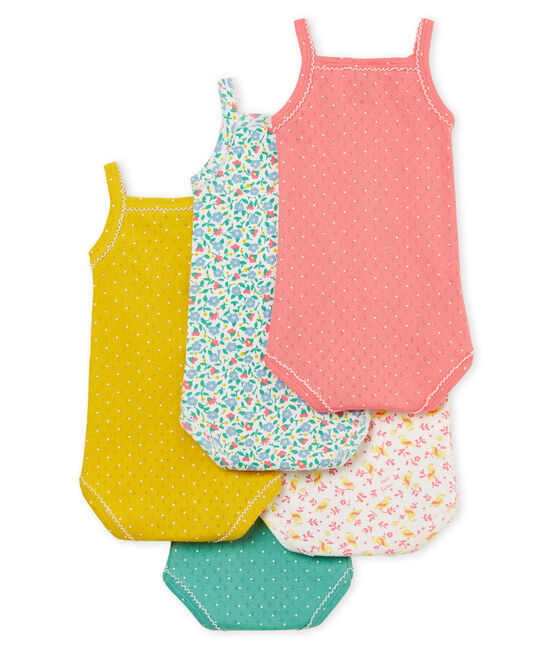 Lote de 5 bodis con tirantes para bebé niña variante 1