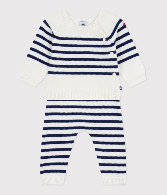 Conjunto tricotado de 2 piezas con rayas marineras para bebé azul MARSHMALLOW/ SOIR