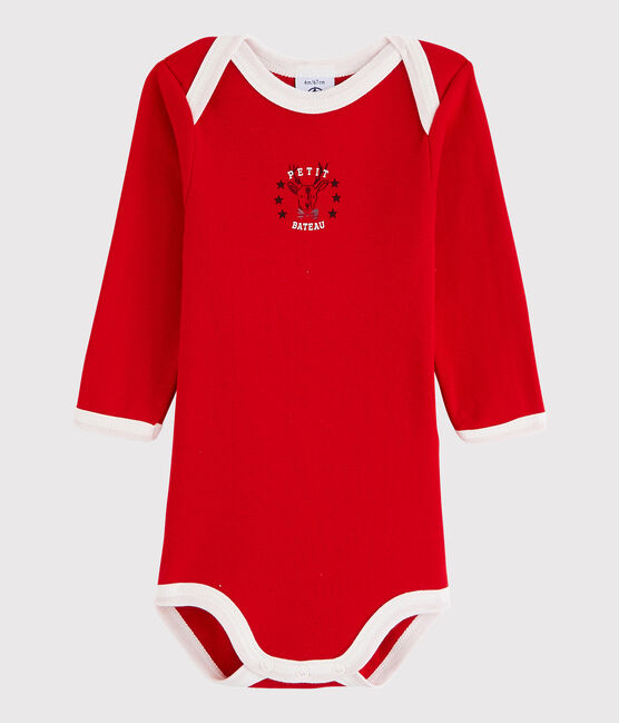 Bodi de manga larga de bebé niño rojo FROUFROU