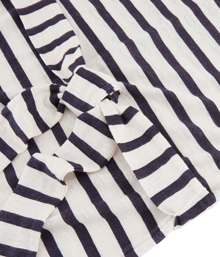 Vestido de lino de mujer blanco/azul