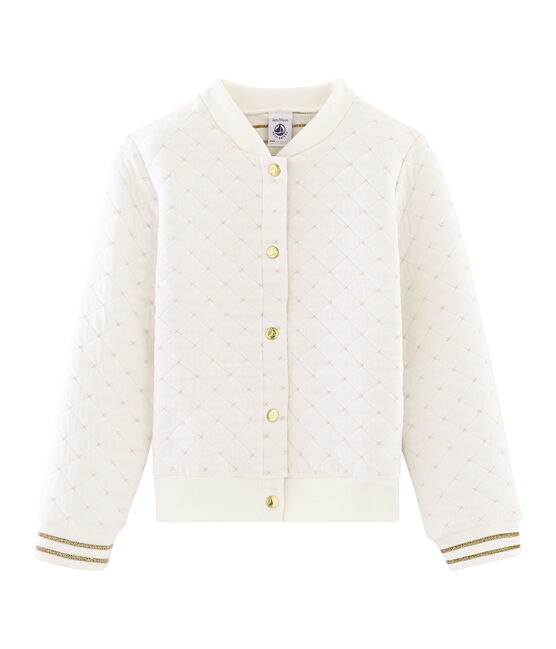 Cárdigan de tela túbica acolchada para niña blanco MARSHMALLOW