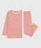 Pijama de algodón milrayas para niño/niña rosa BRANDY/blanco MARSHMALLOW
