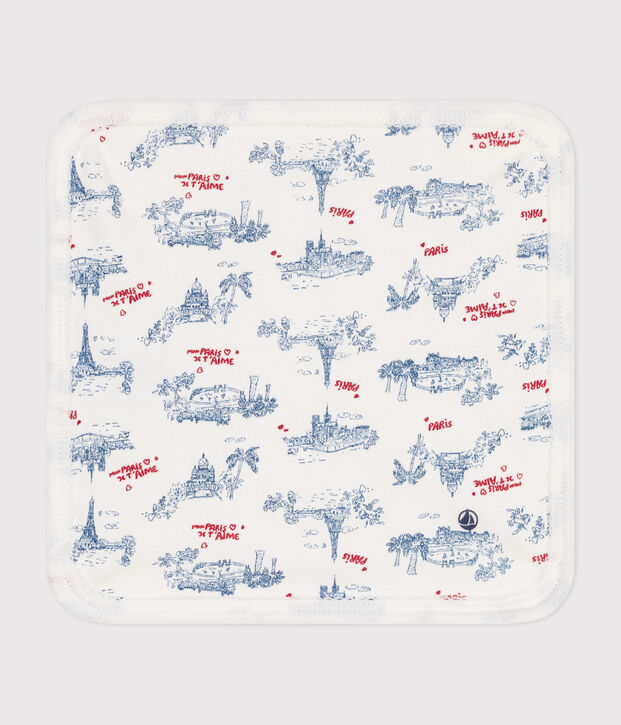 Toallita de algod&oacute;n y rizo con estampado de Par&iacute;s para beb&eacute; blanco/multicolor