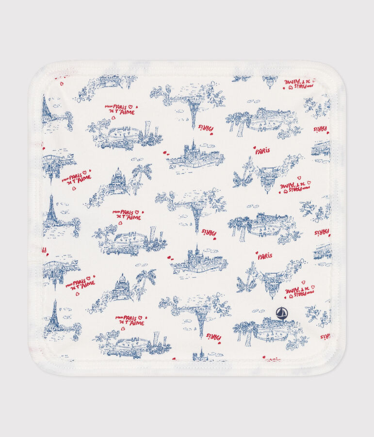 Toallita de algod&oacute;n y rizo con estampado de Par&iacute;s para beb&eacute; blanco/multicolor