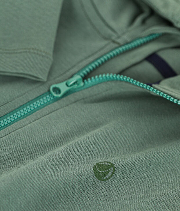 Sudadera con cremallera y capucha de punto de ni&ntilde;o verde