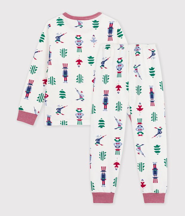 Pijama infantil de mulet&oacute;n con estampado de Navidad blanco/multicolor