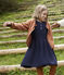 Vestido de manga larga de punto de niña azul SMOKING