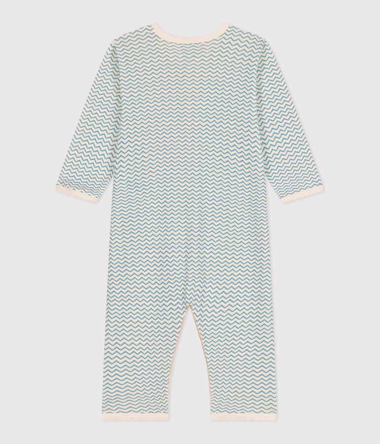 Pijama sin pies de algod&oacute;n estampado para beb&eacute; crudo/azul