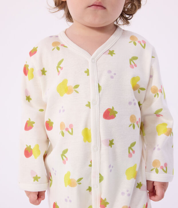 Pijama de algod&oacute;n con estampado de frutas para beb&eacute; blanco/multicolor