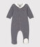 Pijama de terciopelo milrayas para bebé azul SMOKING/blanco MARSHMALLOW