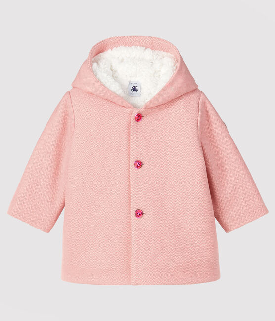 Abrigo de tela de lana para bebé niña rosa CHEEK/blanco MARSHMALLOW