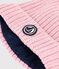 Gorro de punto tricotado con forro polar para bebé rosa CHARME