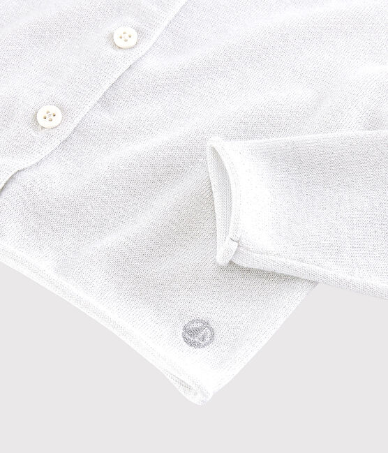 Cárdigan de algodón para niña blanco MARSHMALLOW/gris ARGENT