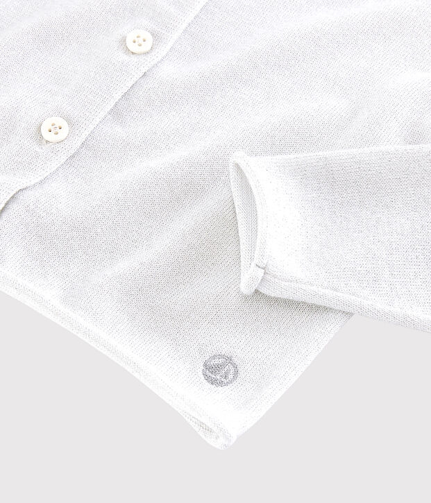 C&aacute;rdigan de algod&oacute;n para ni&ntilde;a blanco/gris