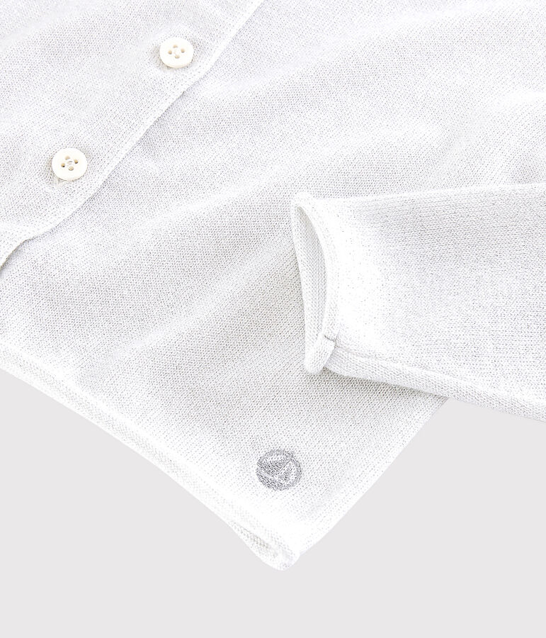 C&aacute;rdigan de algod&oacute;n para ni&ntilde;a blanco/gris