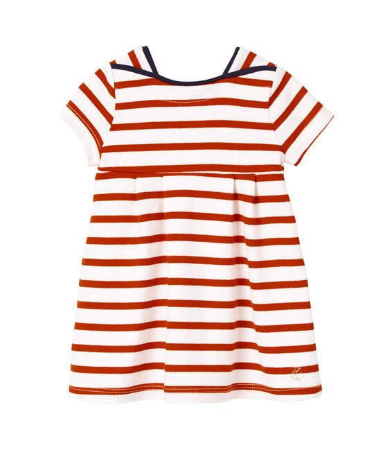 Robe bébé fille en jersey lourd rayé blanco LAIT/rojo PEPS
