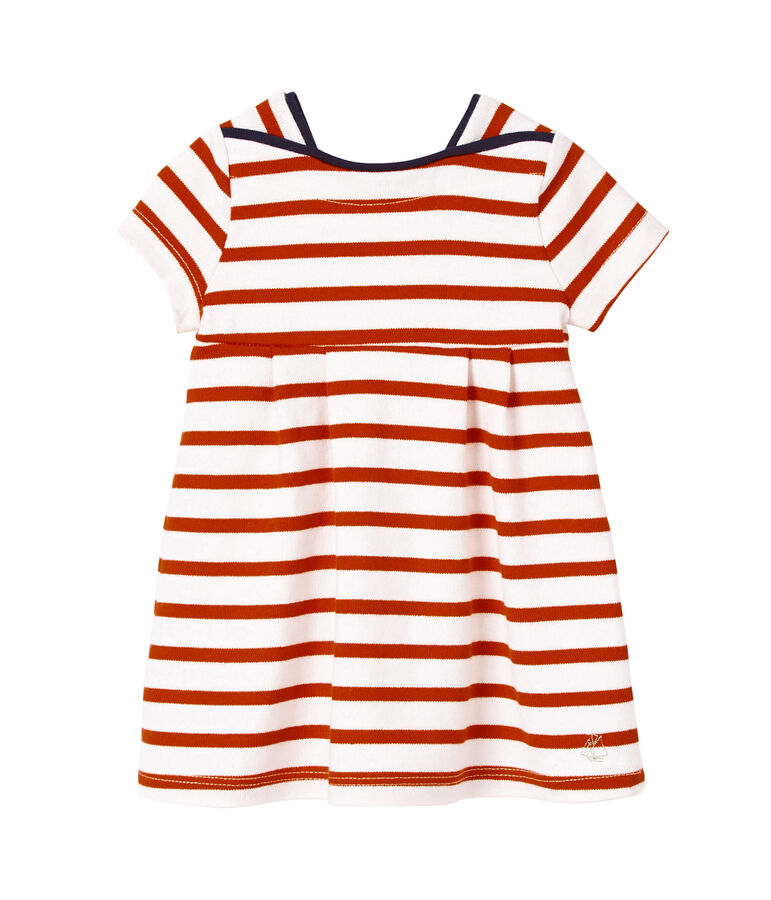 Robe b&eacute;b&eacute; fille en jersey lourd ray&eacute; blanco/rojo