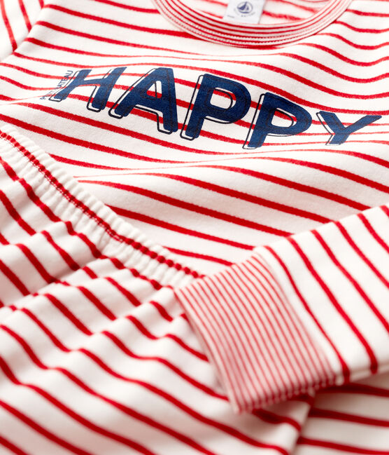 Pijama marinero rojo de niña/niño de muletón blanco MARSHMALLOW/rojo TERKUIT