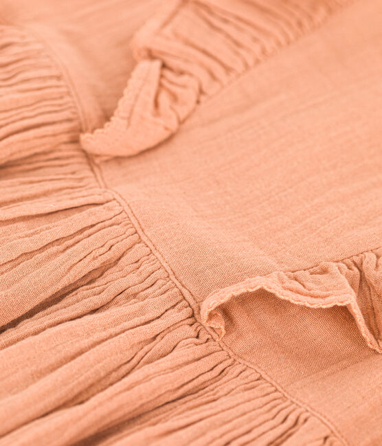 Vestido de manga corta de gasa de algodón liso para niña rosa SIENNA