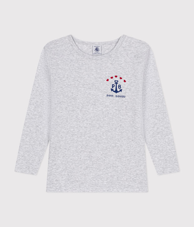 Camiseta de manga larga de ni&ntilde;a de algod&oacute;n gris