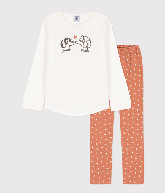 Pijama de algodón para niña blanco MARSHMALLOW/blanco MULTICO