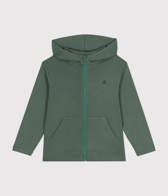 Sudadera con cremallera y capucha de punto de niño verde CROCO