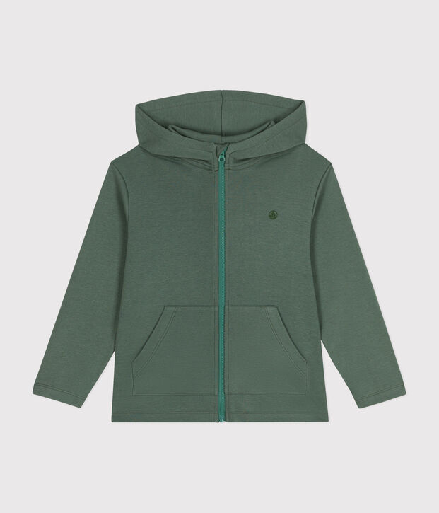 Sudadera con cremallera y capucha de punto de ni&ntilde;o verde