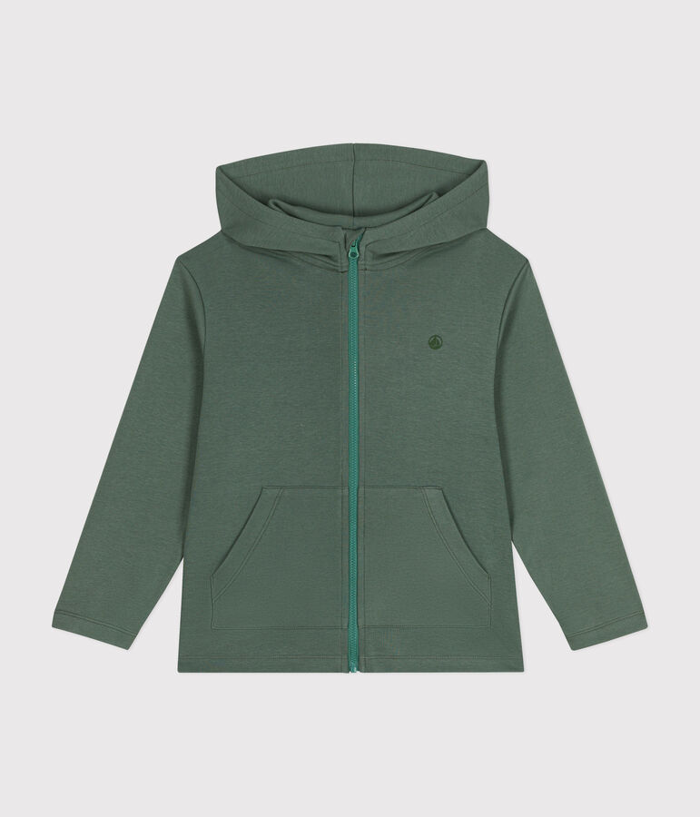 Sudadera con cremallera y capucha de punto de ni&ntilde;o verde CROCO