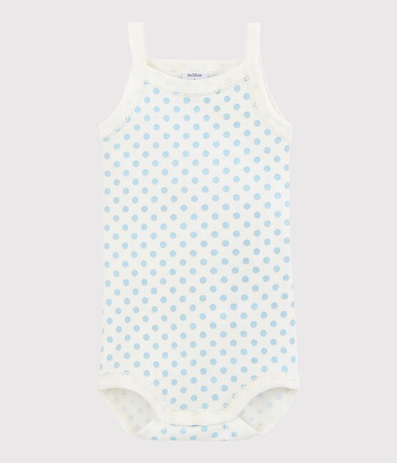 Bodi de tirantes de bebé de niña blanco MARSHMALLOW/azul JASMIN
