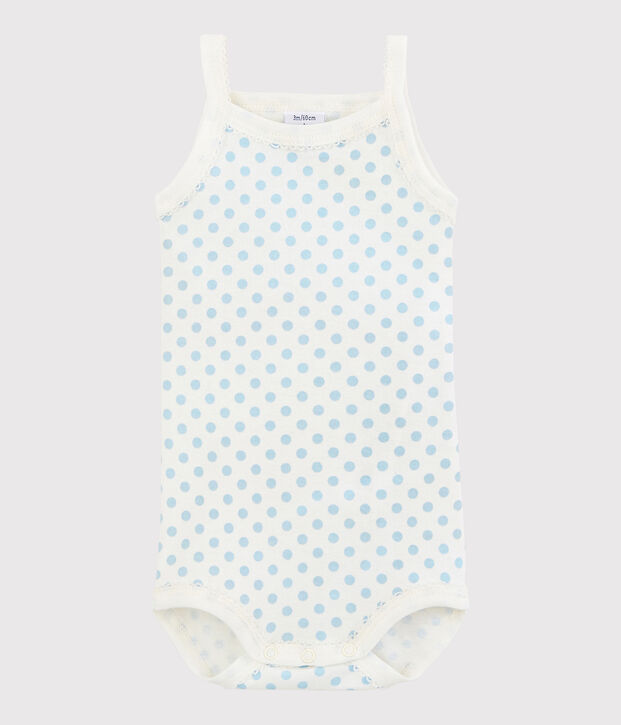 Bodi de tirantes de beb&eacute; de ni&ntilde;a blanco/azul