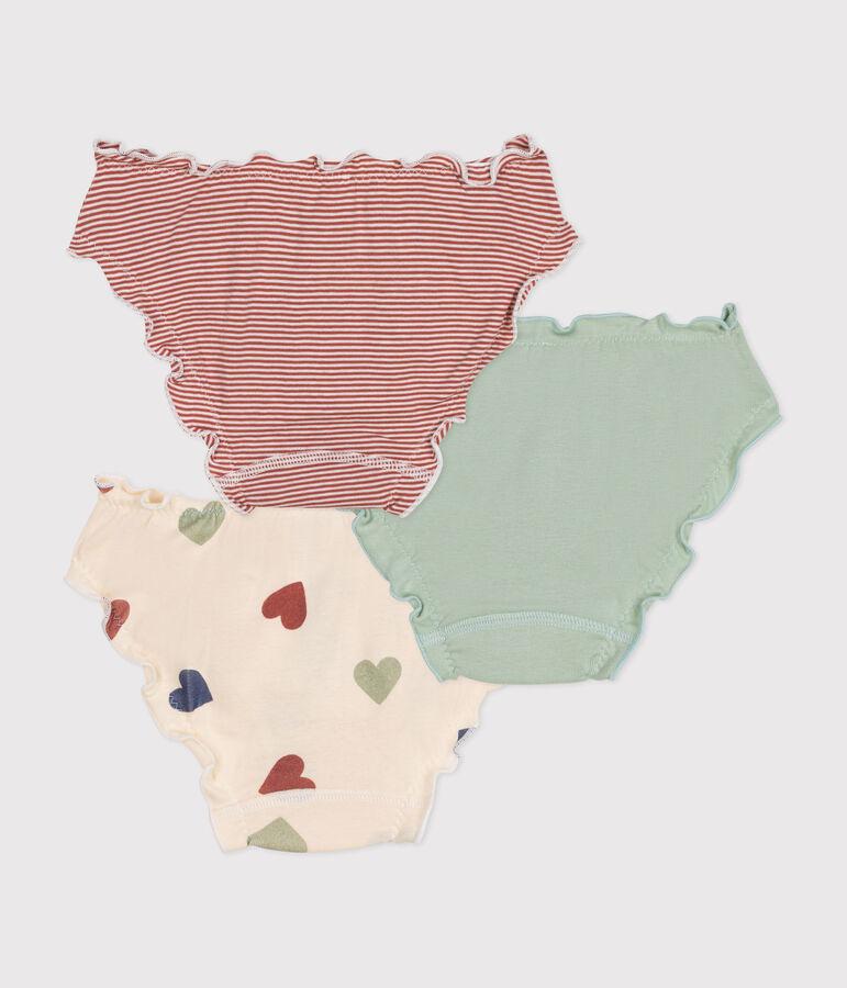 Juego de 3 braguitas infantiles de algod&oacute;n con volantes multicolor