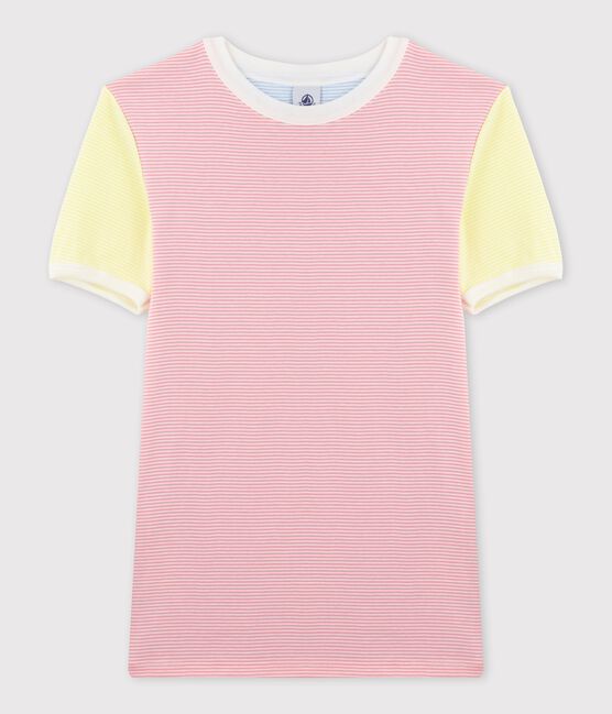 Camiseta icónica de algodón a rayas de mujer rosa GRETEL/blanco MARSHMALLOW