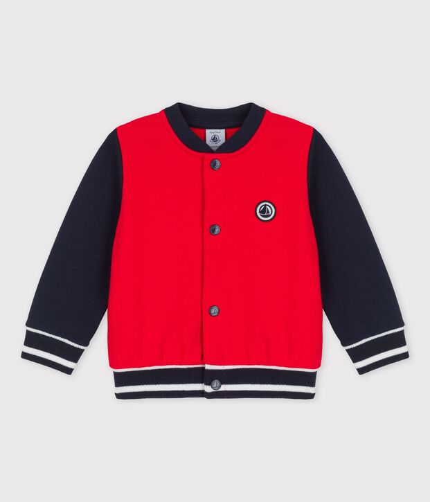 Chaqueta de b&eacute;isbol de mulet&oacute;n de beb&eacute; rojo/azul