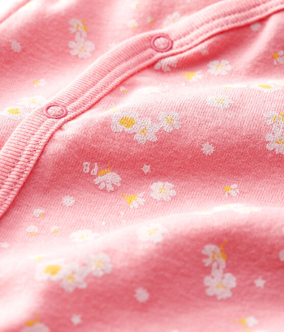 Pijama enterizo de flores de cerezo de algodón de bebé niña rosa GRETEL/blanco MULTICO