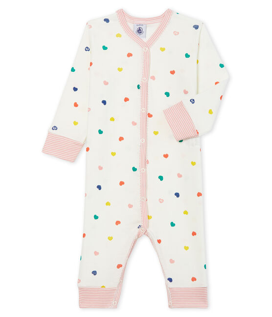 Pijama sin pies de punto para bebé niña blanco MARSHMALLOW/ MULTICO CN