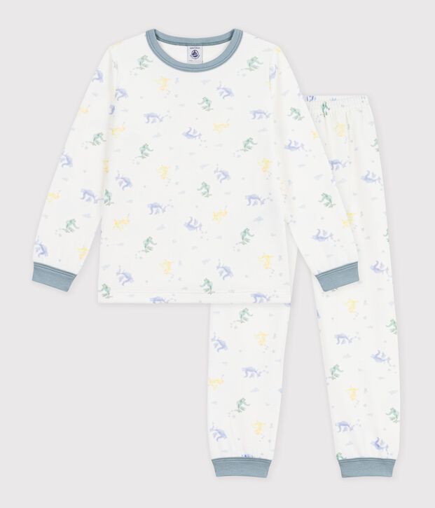 Pijama infantil de terciopelo con estampado blanco/azul/multicolor