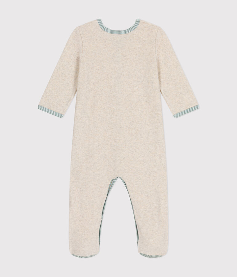 Pijama de terciopelo para beb&eacute; beige