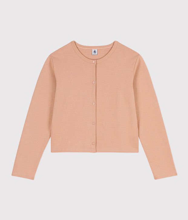 C&aacute;rdigan de algod&oacute;n grueso con botones de presi&oacute;n para mujer beige