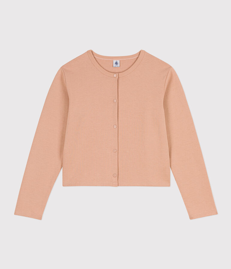 C&aacute;rdigan de algod&oacute;n grueso con botones de presi&oacute;n para mujer beige