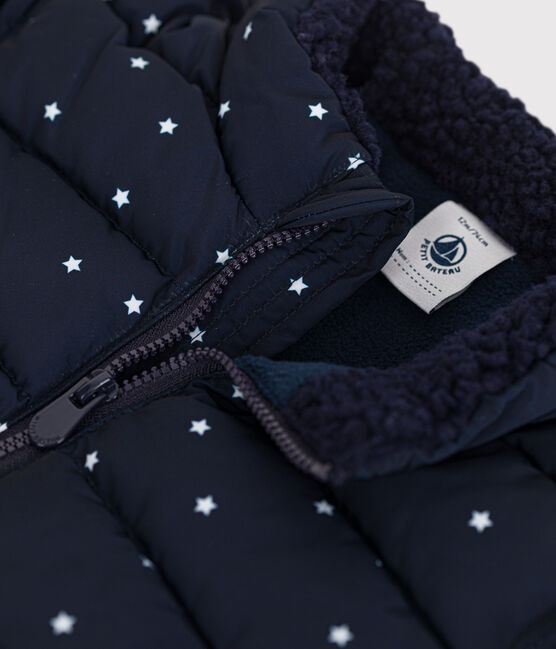 Plumífero estampado con capucha plegable para bebé azul SMOKING/blanco MARSHMALLOW
