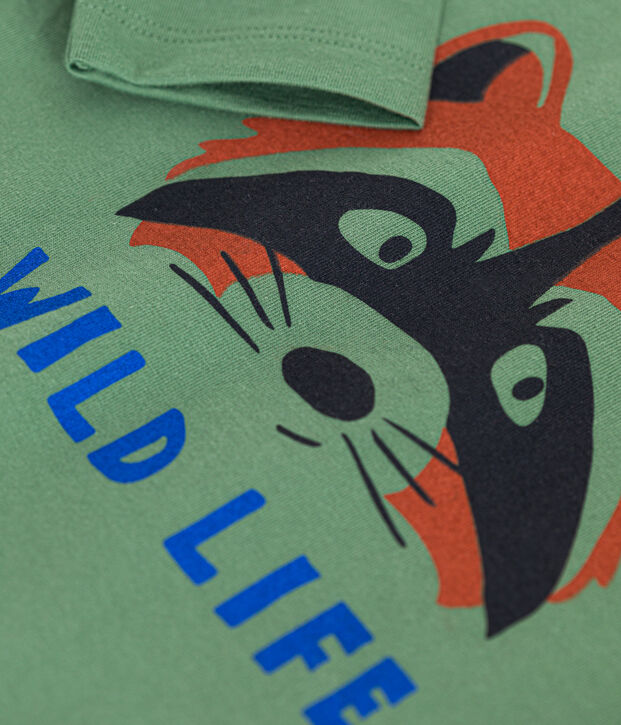 Camiseta de manga larga de punto fino para ni&ntilde;o verde