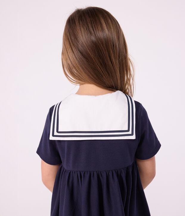 Vestido infantil liso de algod&oacute;n de manga corta SMOKING