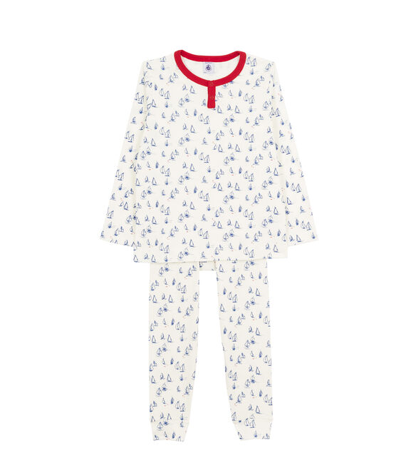 Pijama de punto para niño blanco MARSHMALLOW/azul LIMOGES