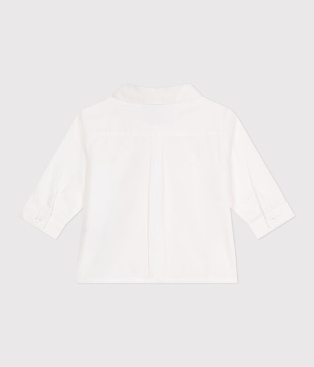 Camisa lisa de algod&oacute;n para beb&eacute; blanco