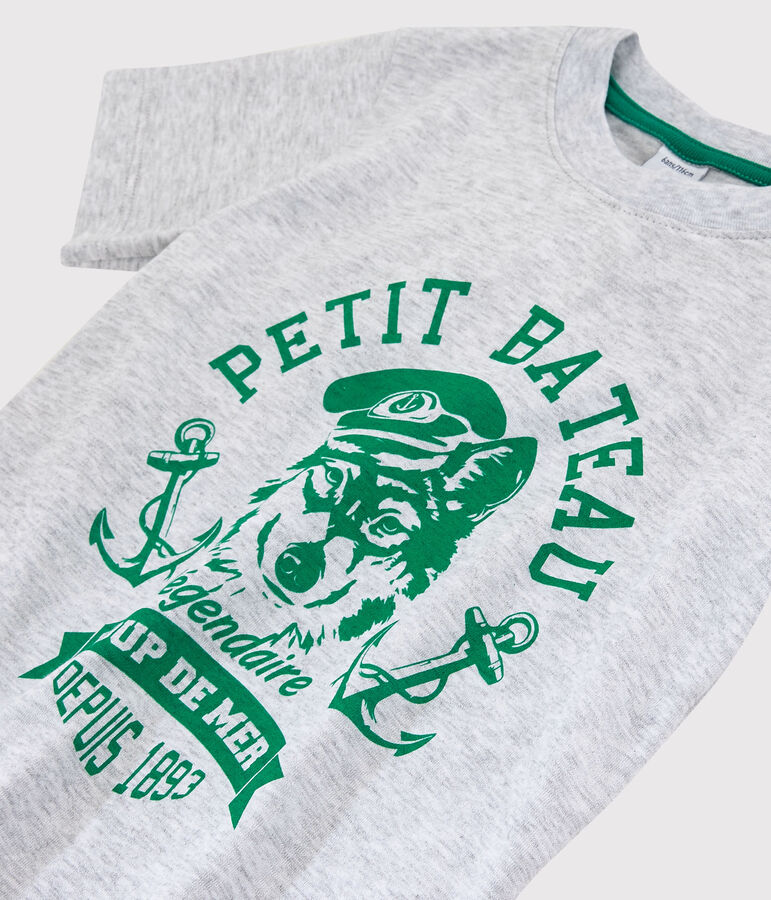 Camiseta de manga corta de punto de ni&ntilde;o gris