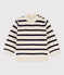Jersey de lana y algodón con rayas marineras para bebé blanco MARSHMALLOW/azul SMOKING