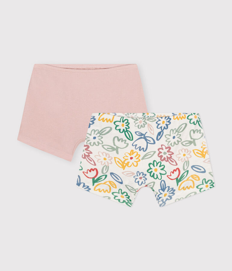 Juego de 2 culottes infantiles de algod&oacute;n con flor multicolor