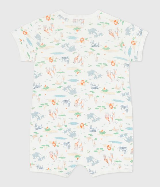 Pelele corto de algodón con estampado de animales para bebé blanco MARSHMALLOW/blanco MULTICO